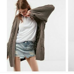 Express Taupe Oversized Chenille Cardigan